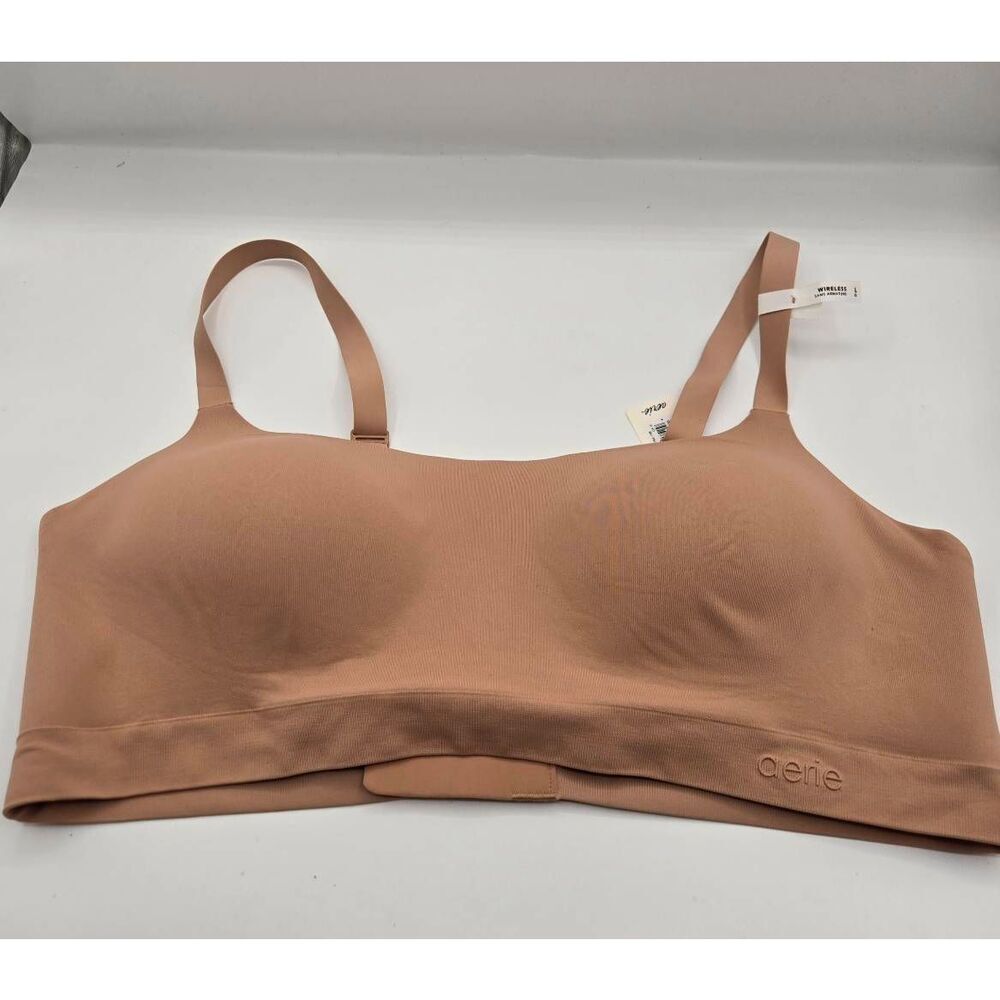 Aerie Smoothez Wireless Bra Size Large Beige NWT